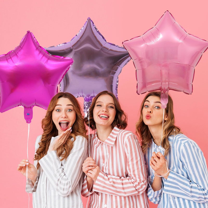 KALOR Hot Pink Light Pink and Light Purple Star Foil Balloons, 10 Pcs 18 Inch Stars Shape Foil Mylar Balloons for Birthdays, Weddings, Baby Showers Graduation Decorations - Image 4